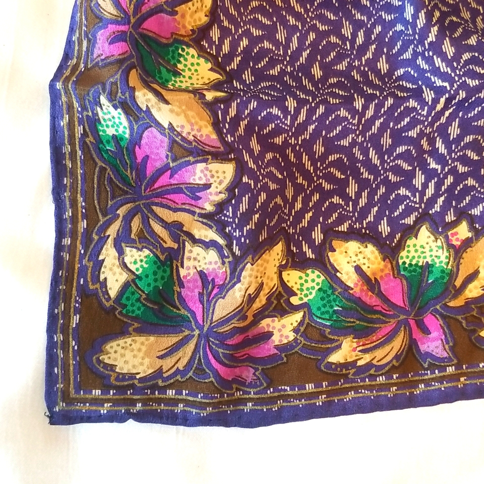 Navy Leaf Pattern Scarf